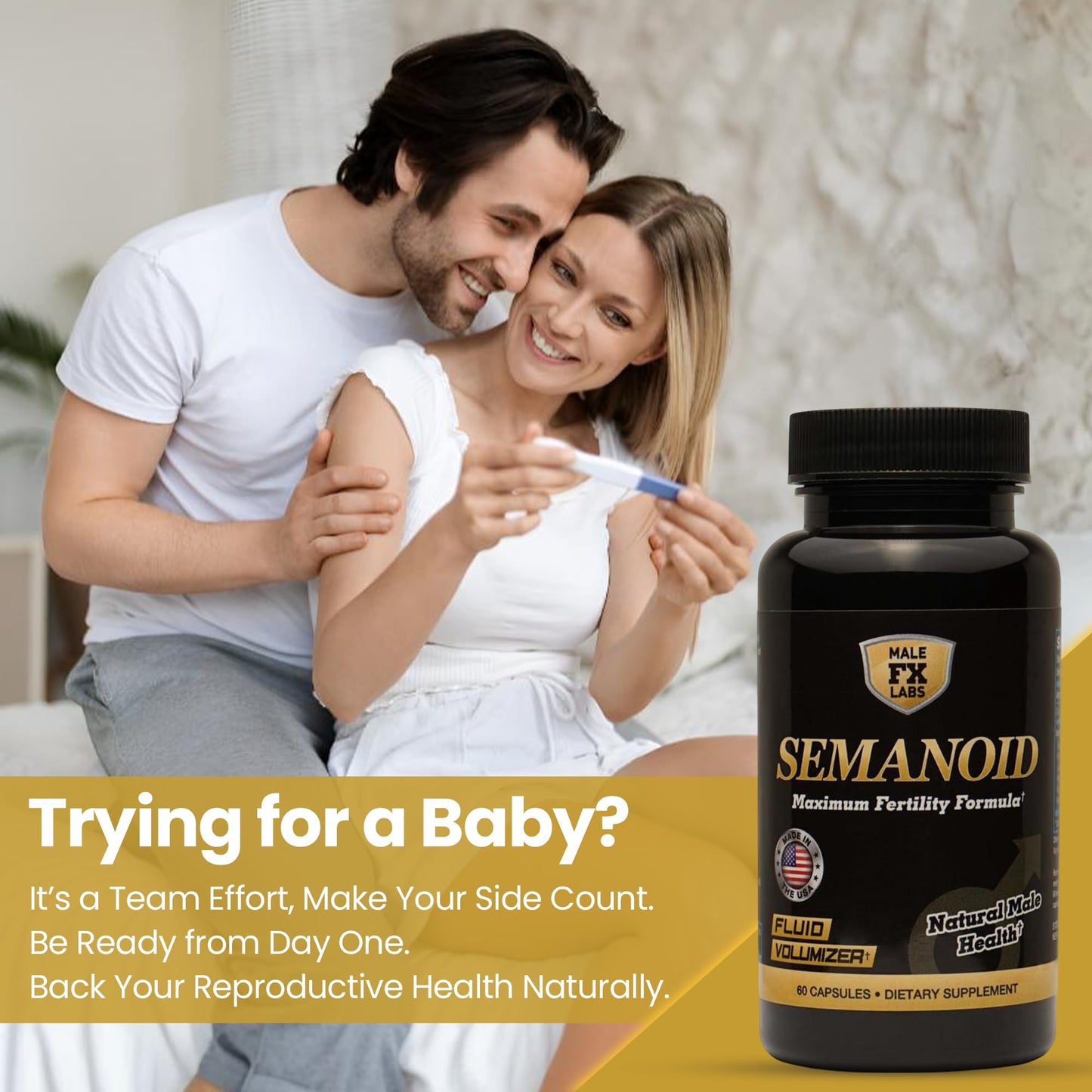 SEMANOID 60 Caps – Maximum Fertility Formula & Semen Volumizer | Male Prenatal Vitamin