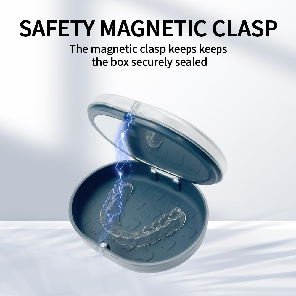 SENLIN DENTAL 2PCS Double-Layer Retainer Case with Built-in Mirror & Removal Tool