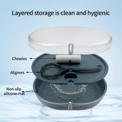 SENLIN DENTAL 2PCS Double-Layer Retainer Case with Built-in Mirror & Removal Tool