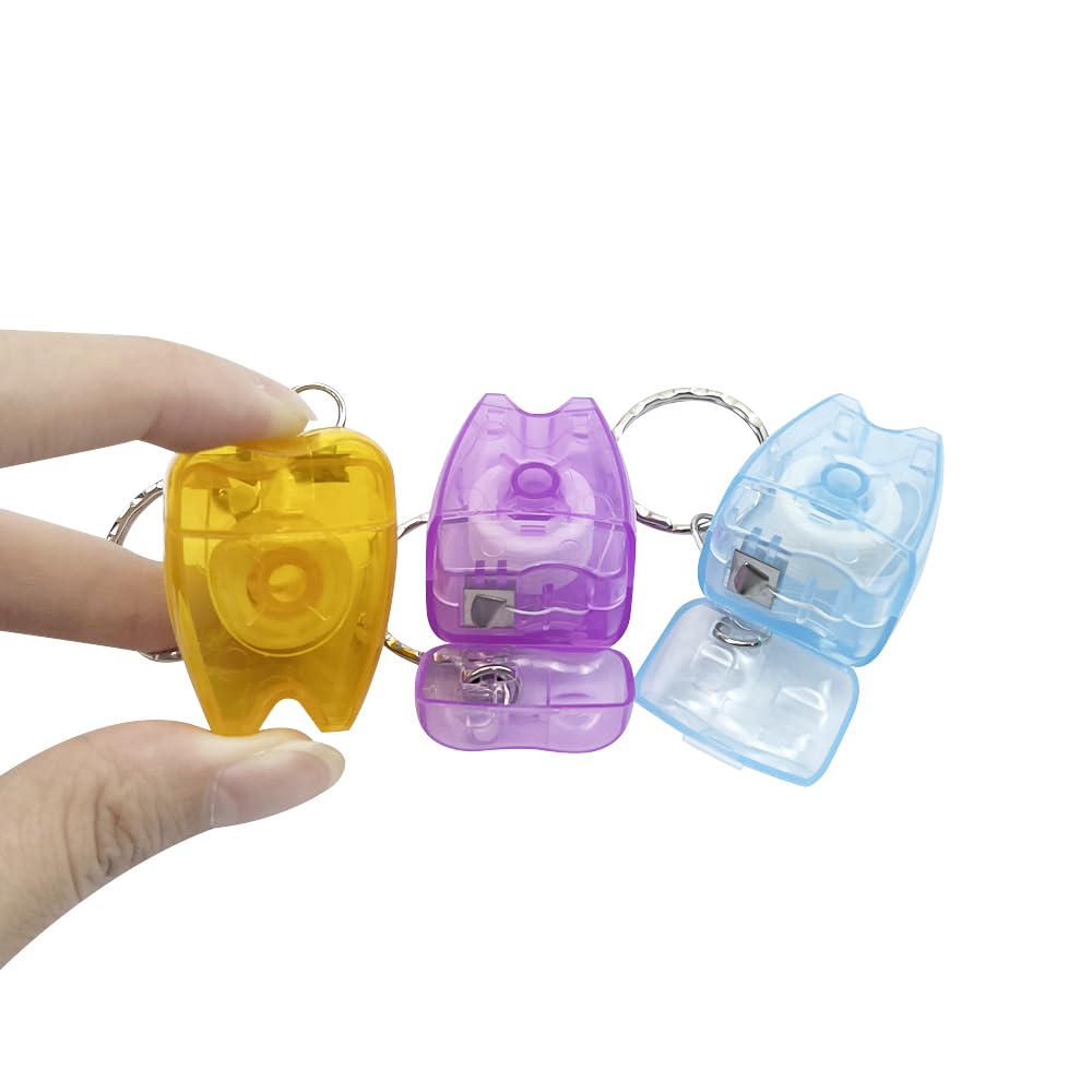 SENLIN DENTAL 10PCS Floss Keychain – Portable Mint Tooth-Shaped Floss Box