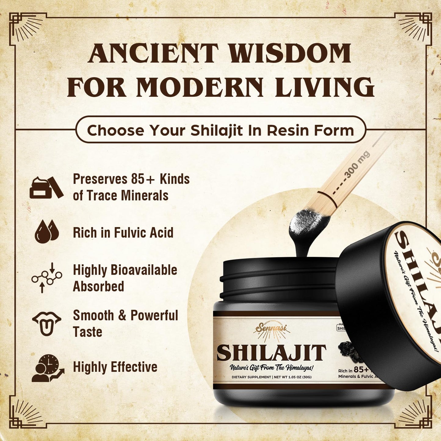 Sennasi Shilajit Resin – Pure Himalayan Organic Shilajit 600mg (30g, 2 Pack)