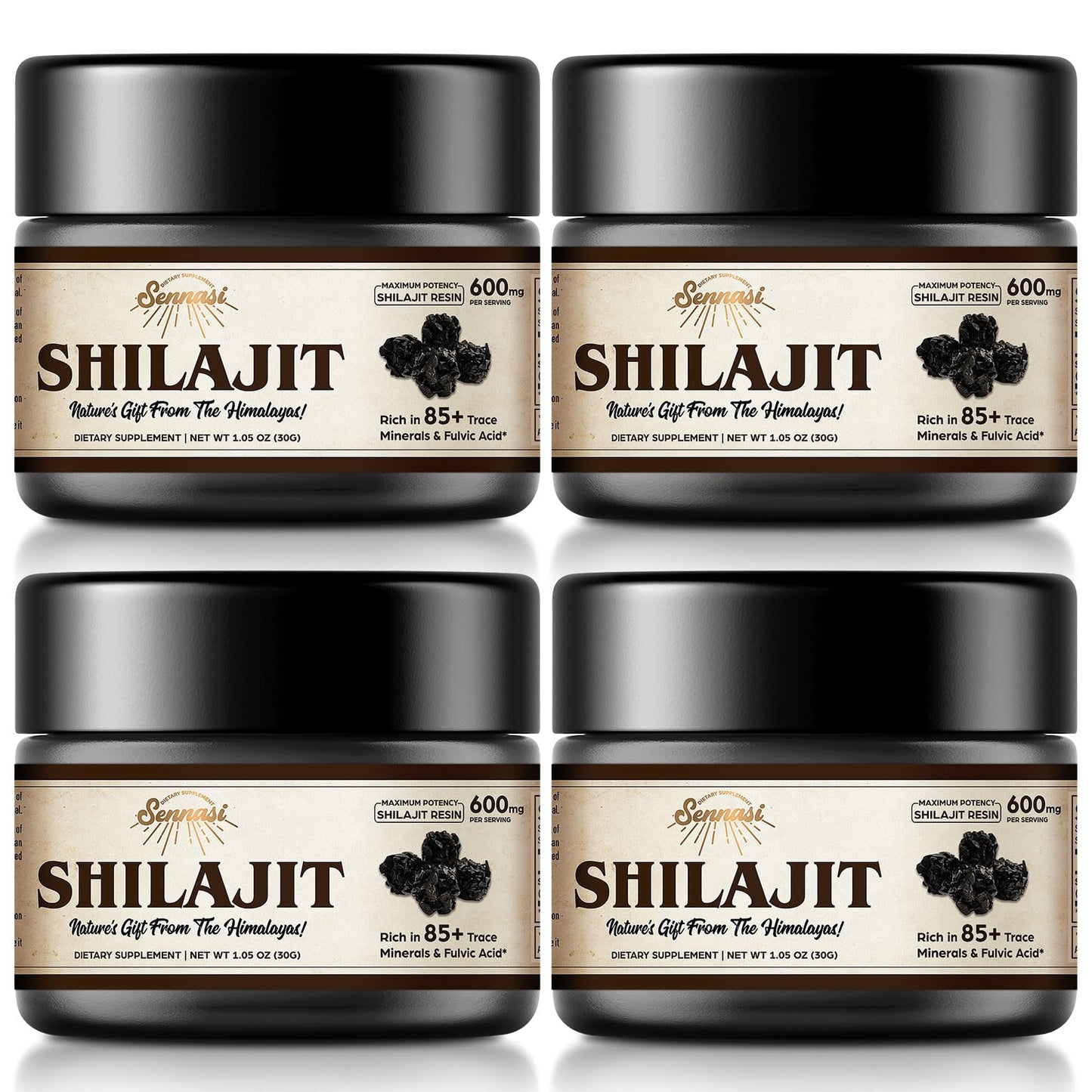 Sennasi Shilajit Pure Himalayan Resin – 600mg, 85+ Minerals, 30g