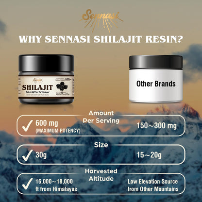 Sennasi Shilajit Resin – Pure Himalayan Organic Shilajit 600mg (30g, 2 Pack)