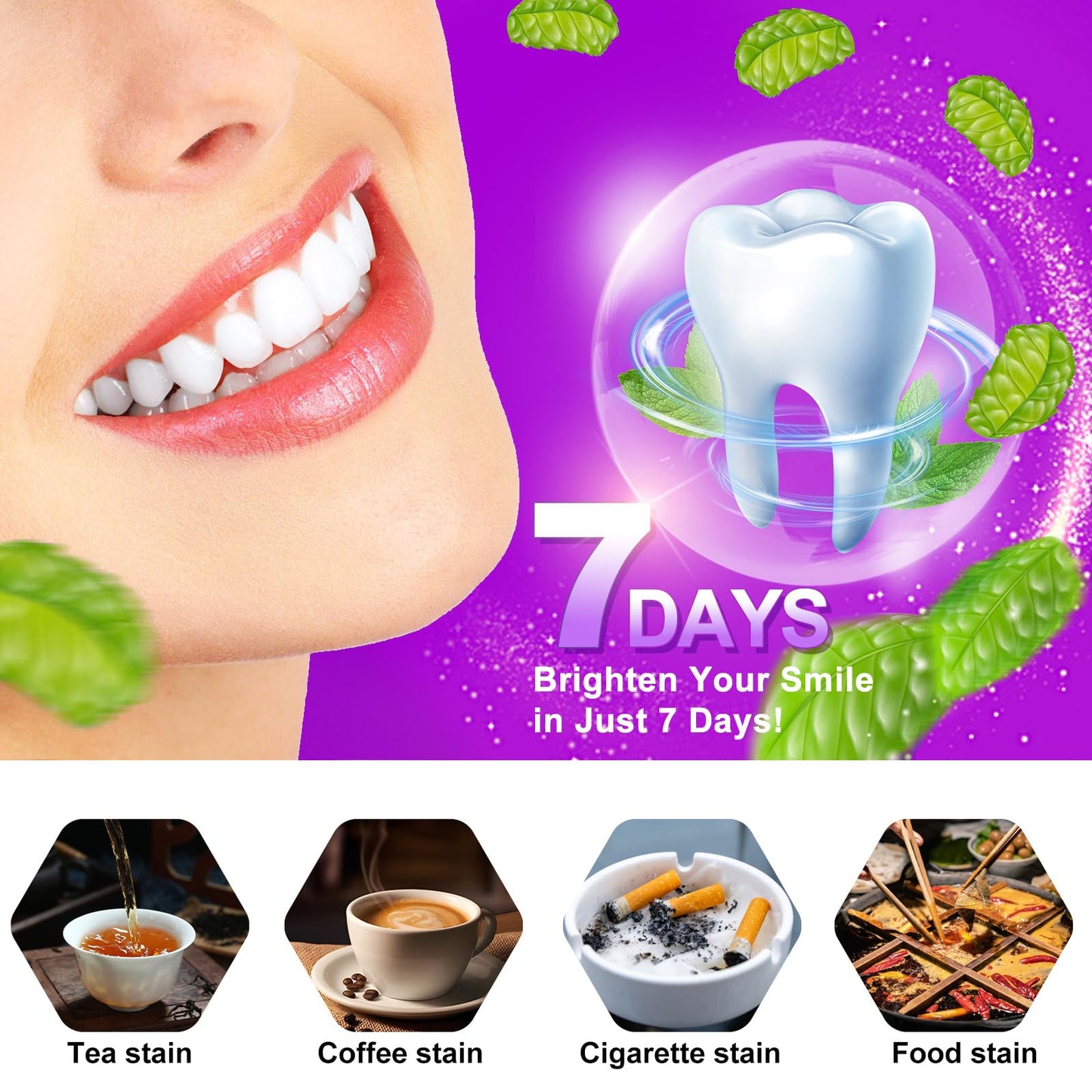 Teeth Whitening Strips - 7-Day Kit, Sensitive Teeth Safe, Enamel Safe (14pcs)