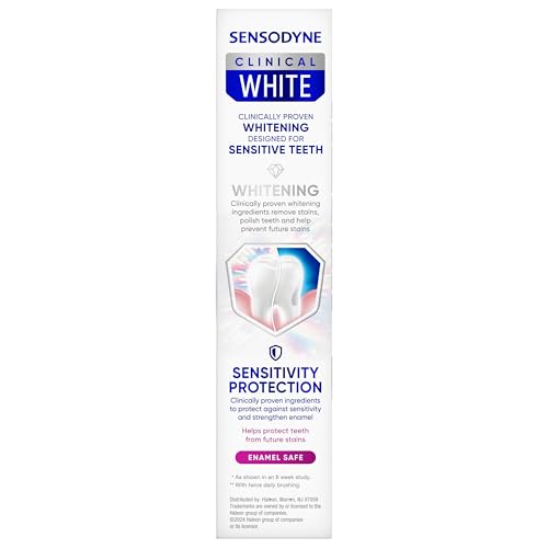 Sensodyne Clinical White Toothpaste – Clinically Proven Whitening for Sensitive Teeth (3.4 oz) | Stain Protector