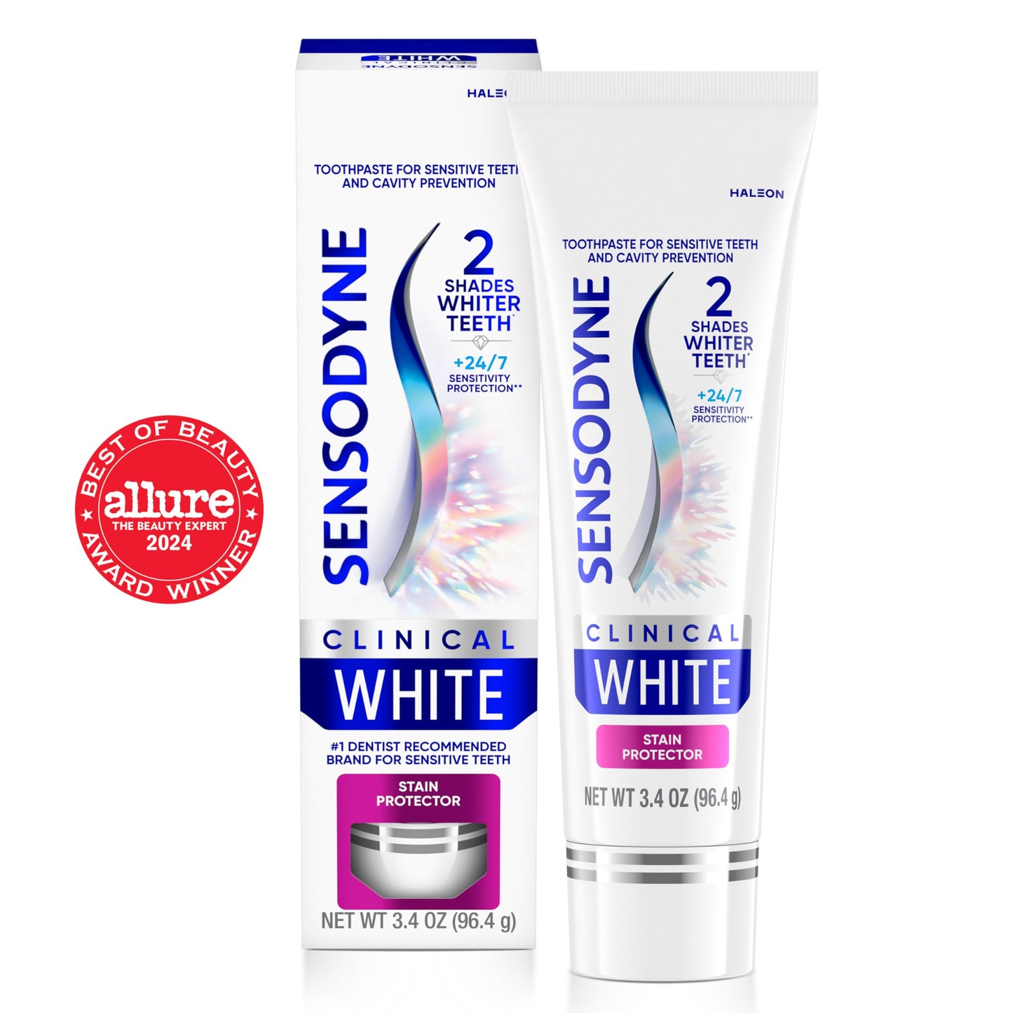 Sensodyne Clinical White Toothpaste – Clinically Proven Whitening for Sensitive Teeth (3.4 oz) | Stain Protector