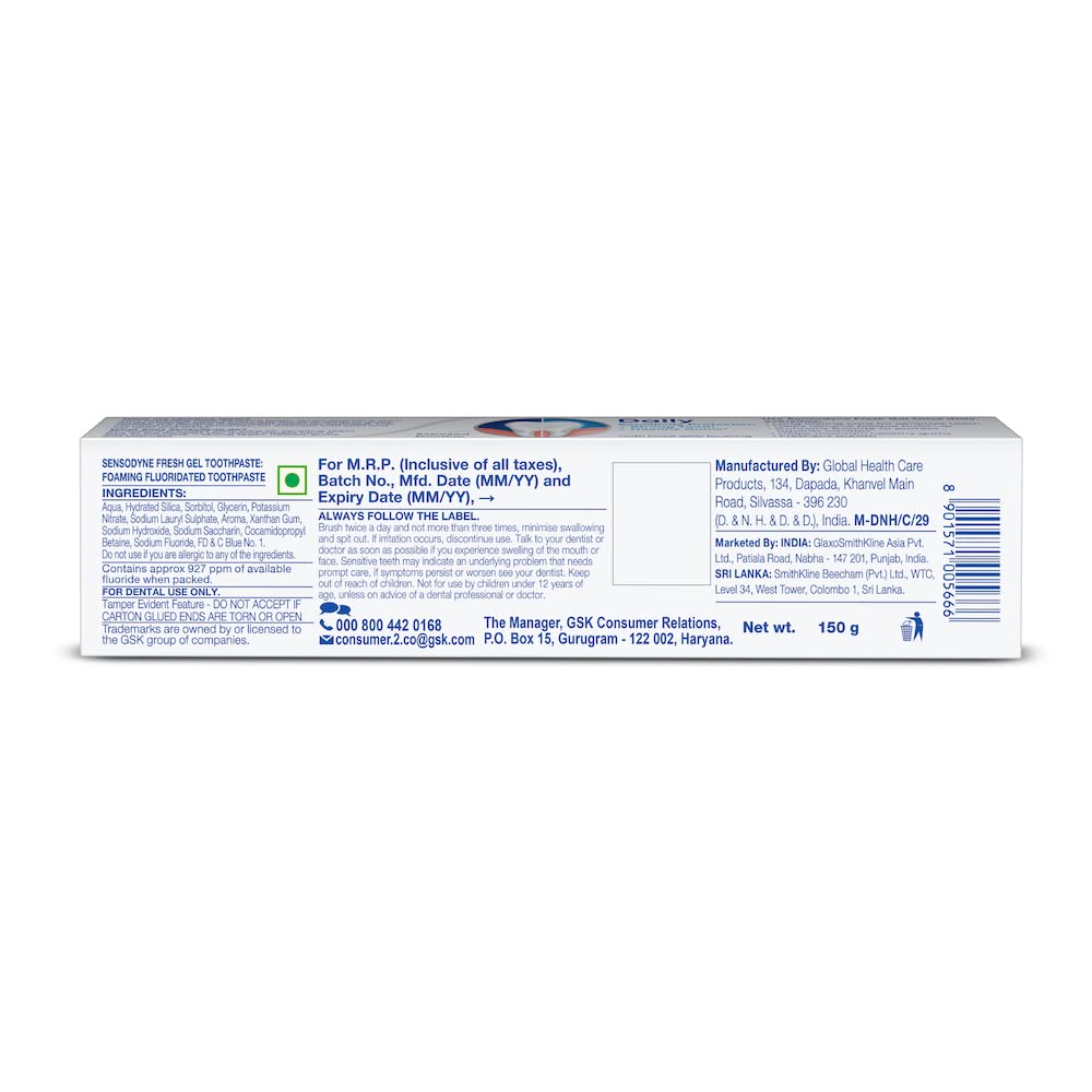 Sensodyne Extra Fresh Gel Toothpaste 150g – 24/7 Sensitivity Protection
