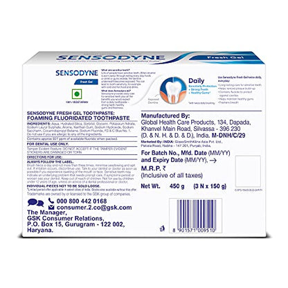 Sensodyne Fresh Gel Toothpaste Combo – Pack 3 x 150g
