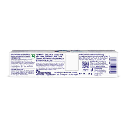 Sensodyne Fresh Mint Toothpaste 75g – Sensitive Teeth & Fresh Breath