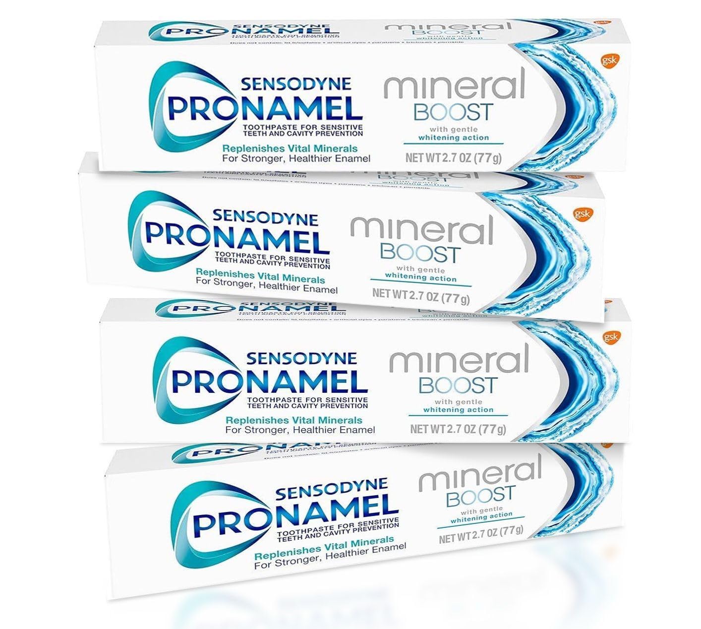 Sensodyne Pronamel Mineral Boost Enamel Toothpaste for Sensitive Teeth – 2.7 oz (Pack of 4) | Gentle Whitening Action
