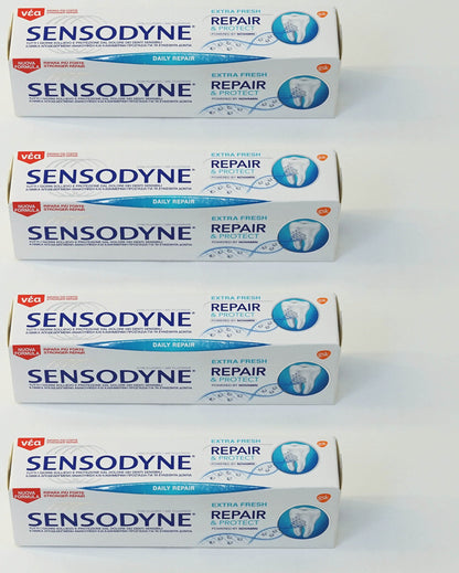 Sensodyne Repair & Protect Extra Fresh Toothpaste with NovaMin – 75ml (2.53 oz) Tube, Pack of 4 (Italian Import)