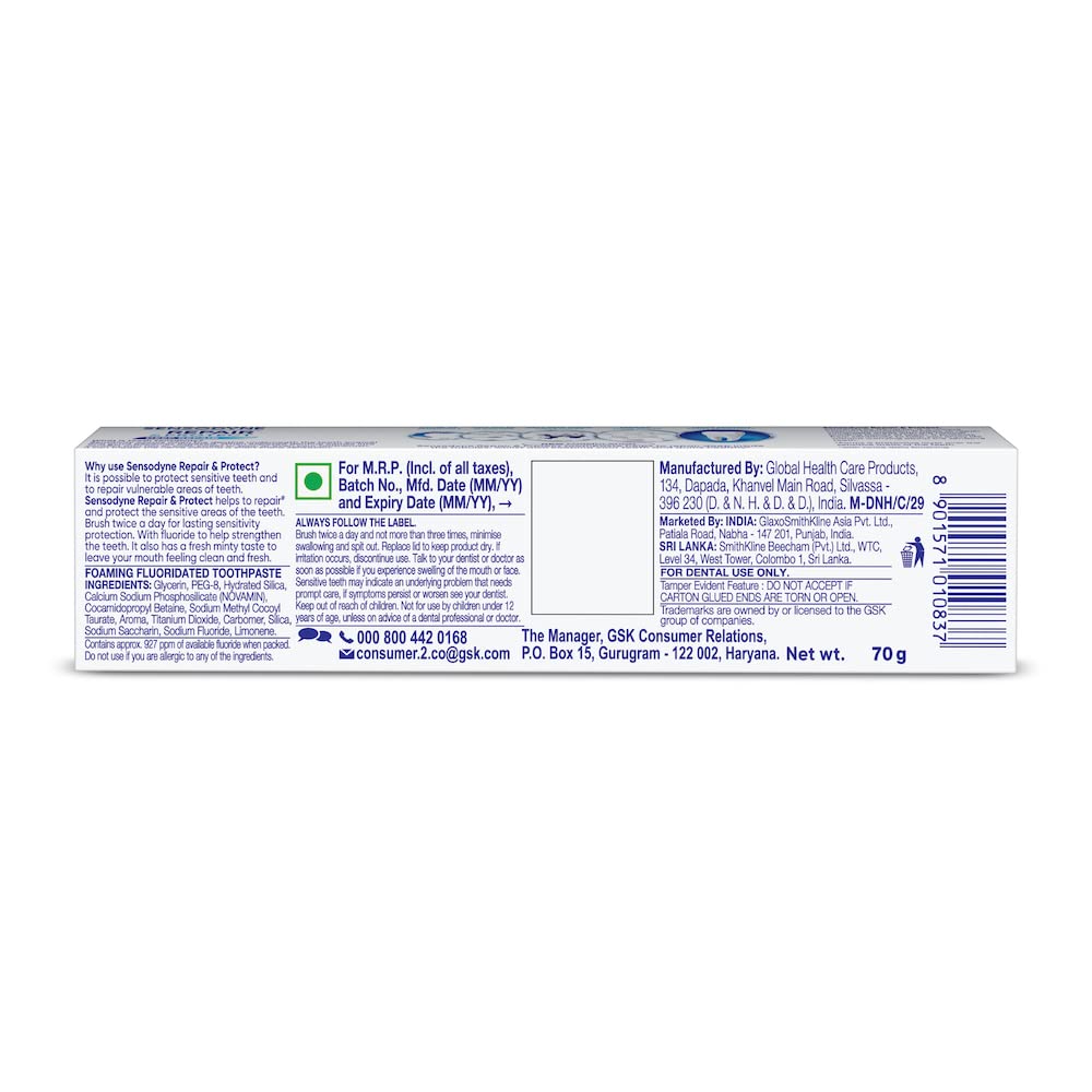 Sensodyne Repair & Protect Toothpaste with Fluoride 70 gm – Pack of 1