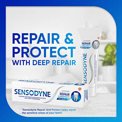 Sensodyne Repair and Protect Whitening Toothpaste, 3.4 oz | Sensitive Teeth & Cavity Prevention