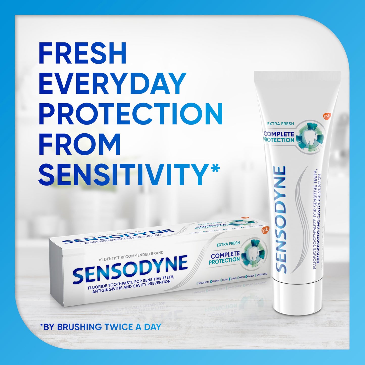 Sensodyne Complete Protection Sensitive Toothpaste for Gingivitis – Extra Fresh 3.4 oz (Pack of 2)