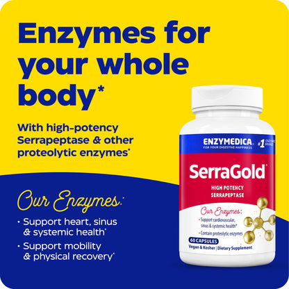 Enzymedica SerraGold High-Potency Serrapeptase Enzyme Supplement – 120 Count