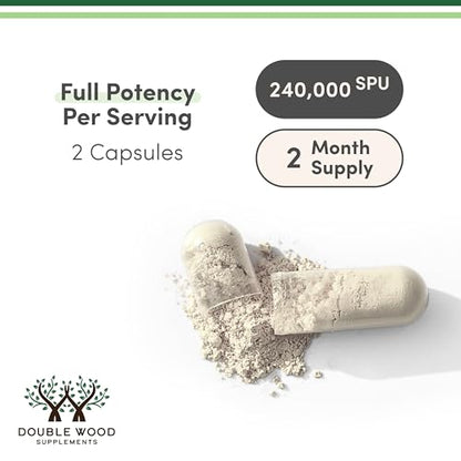 Serrapeptase 240,000 SPU Max Potency – Pack of 2 by Double Wood Supplements (120 Veggie Capsules per Bottle)