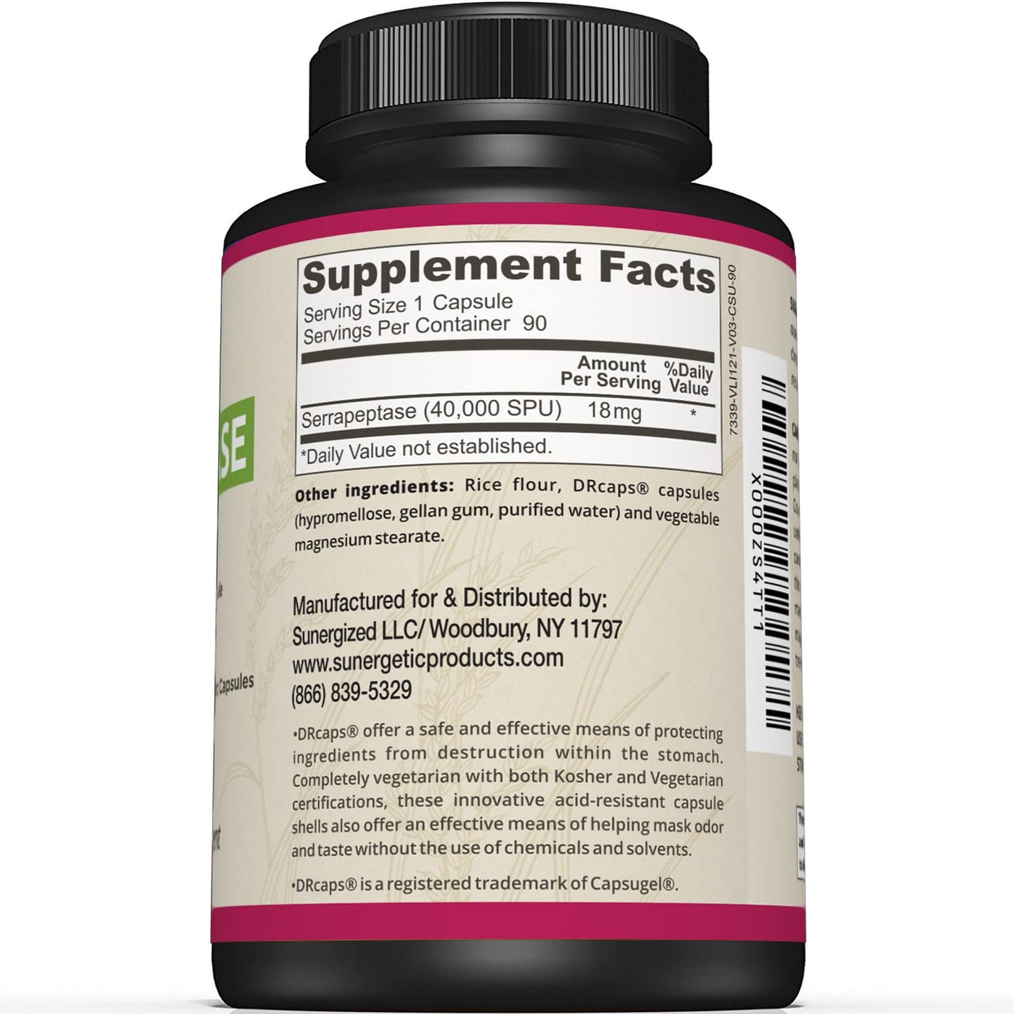 Premium Serrapeptase Enzyme Supplement – 40,000 SPU per Capsule | 90 Enteric Coated Capsules (Pack of 2)
