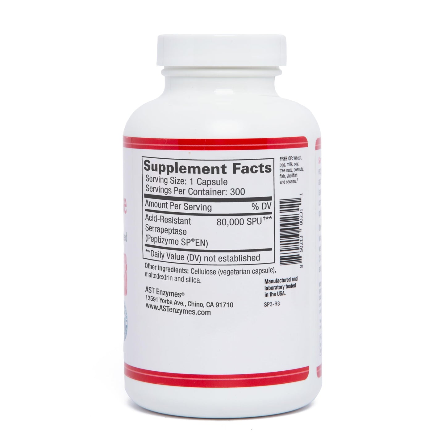 AST Enzymes Serrapeptase 80,000 SPU – 300 Vegetarian Capsules | Acid-Resistant Systemic Enzymes