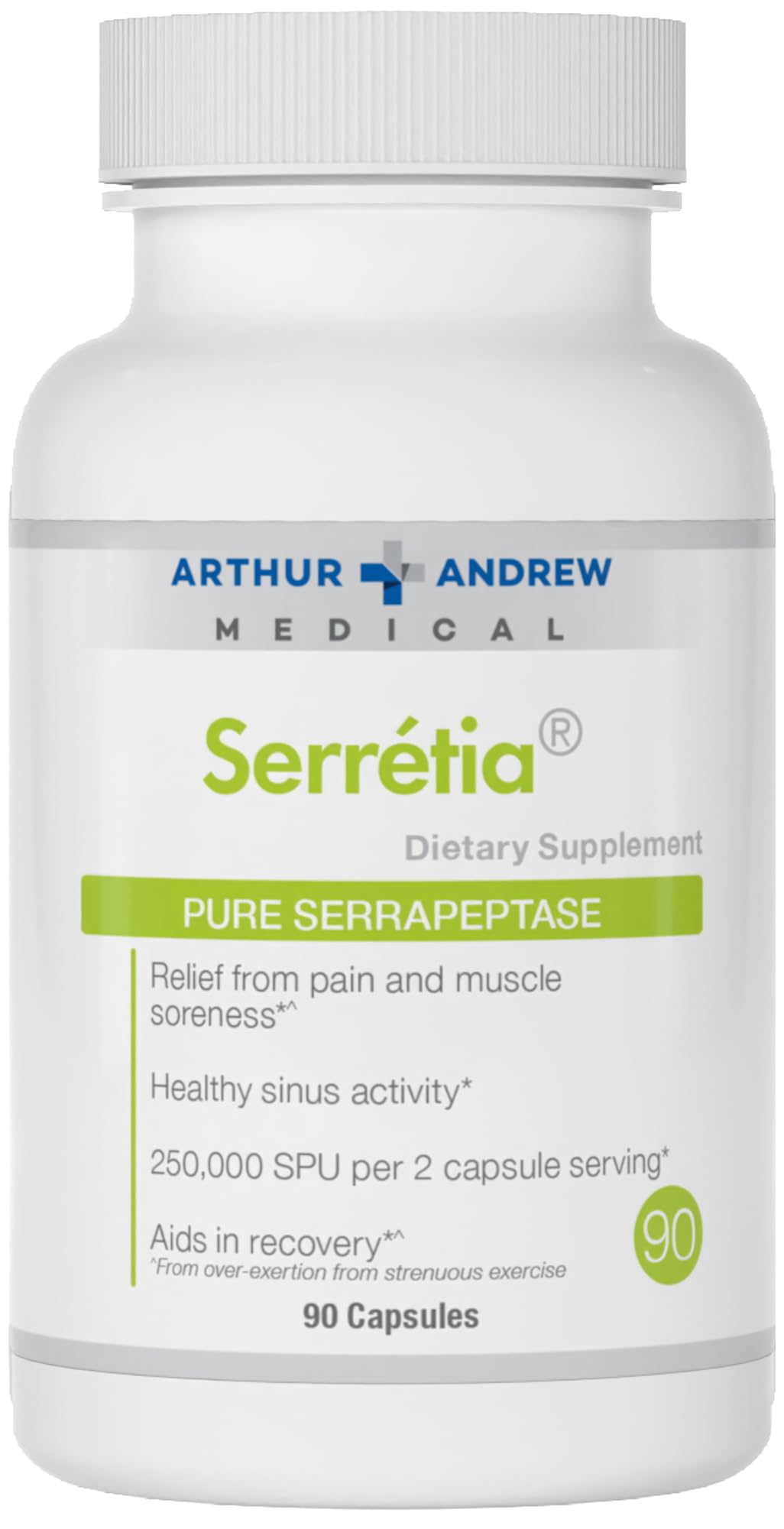 Arthur Andrew Medical Serretia Serrapeptase Formula for Muscle & Sinus Support | 90 Capsules