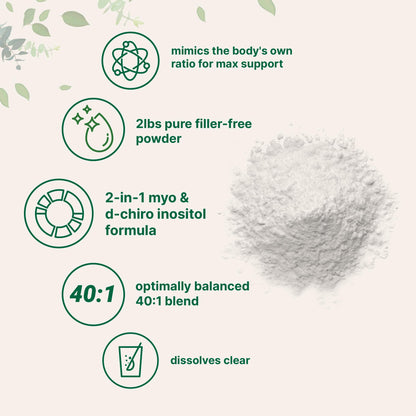 Micro Ingredients Myo-Inositol & D-Chiro Inositol Powder, 2 lb (442 Servings) | 40:1 Ratio for Women | Supports Hormonal Balance & Ovarian Health | Vegan, Non-GMO