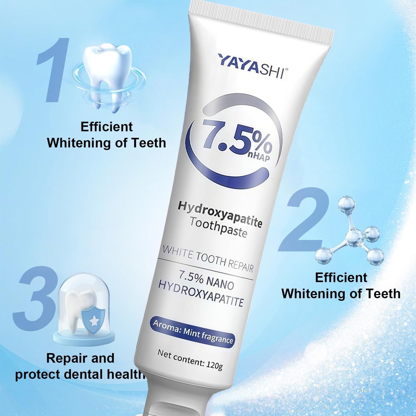 3-Pack Hydroxyapatite Toothpastes for Enamel Protection and Tooth Strengthening – Gentle Mint
