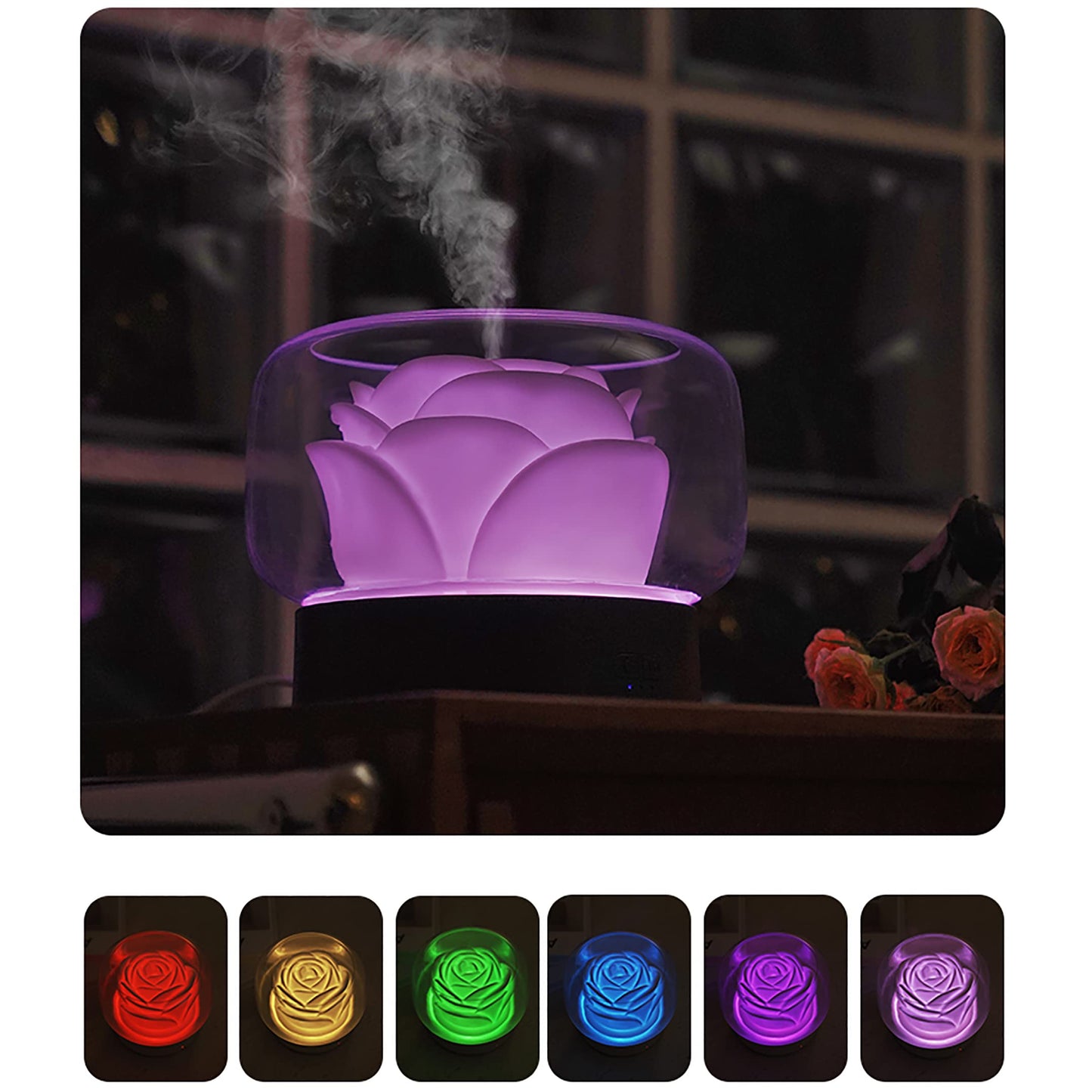 SEVEYEE 500ml Aromatherapy Diffuser for Large Rooms – White, 24H Run, Auto Off, 7 Color Lights