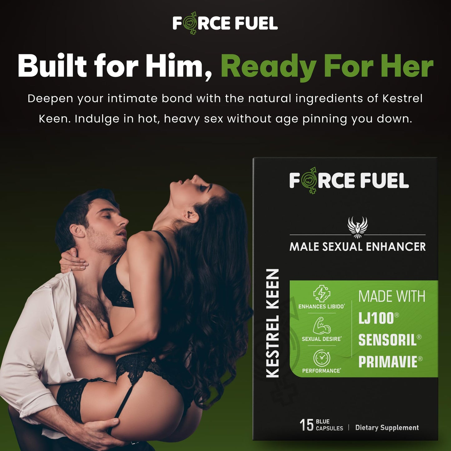 Sex Pills for Men – Last Longer in Bed and Enhance Erection Sensitivity – Includes Lab-Tested LJ100 Tongkat Ali, Sensoril Ashwagandha & PrimaVie Shilajit – 15 Caps for Men Aged 20-60 – Kestrel Keen