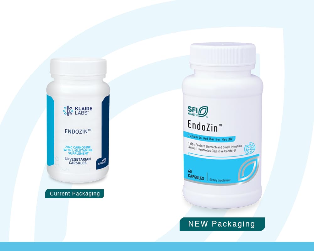 SFI Health Klaire Labs Endozin: Zinc Carnosine & L-Glutamine for Gut Barrier Support - Hypoallergenic, 60 Capsules