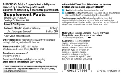SFI Health Klaire Labs Ther-Biotic S. boulardii Probiotics – Digestive & Immune Support (60 Capsules)
