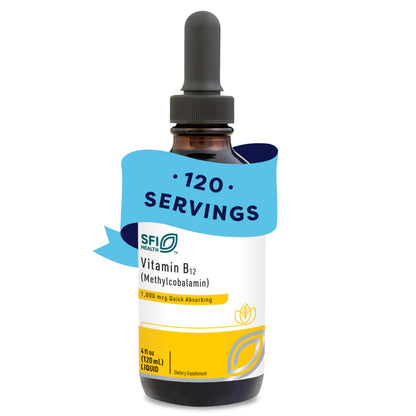 SFI Health Klaire Labs Vitamin B12 Liquid - Methylcobalamin Drops - Superior Absorption - Vegan, 120 Servings, 4 Oz