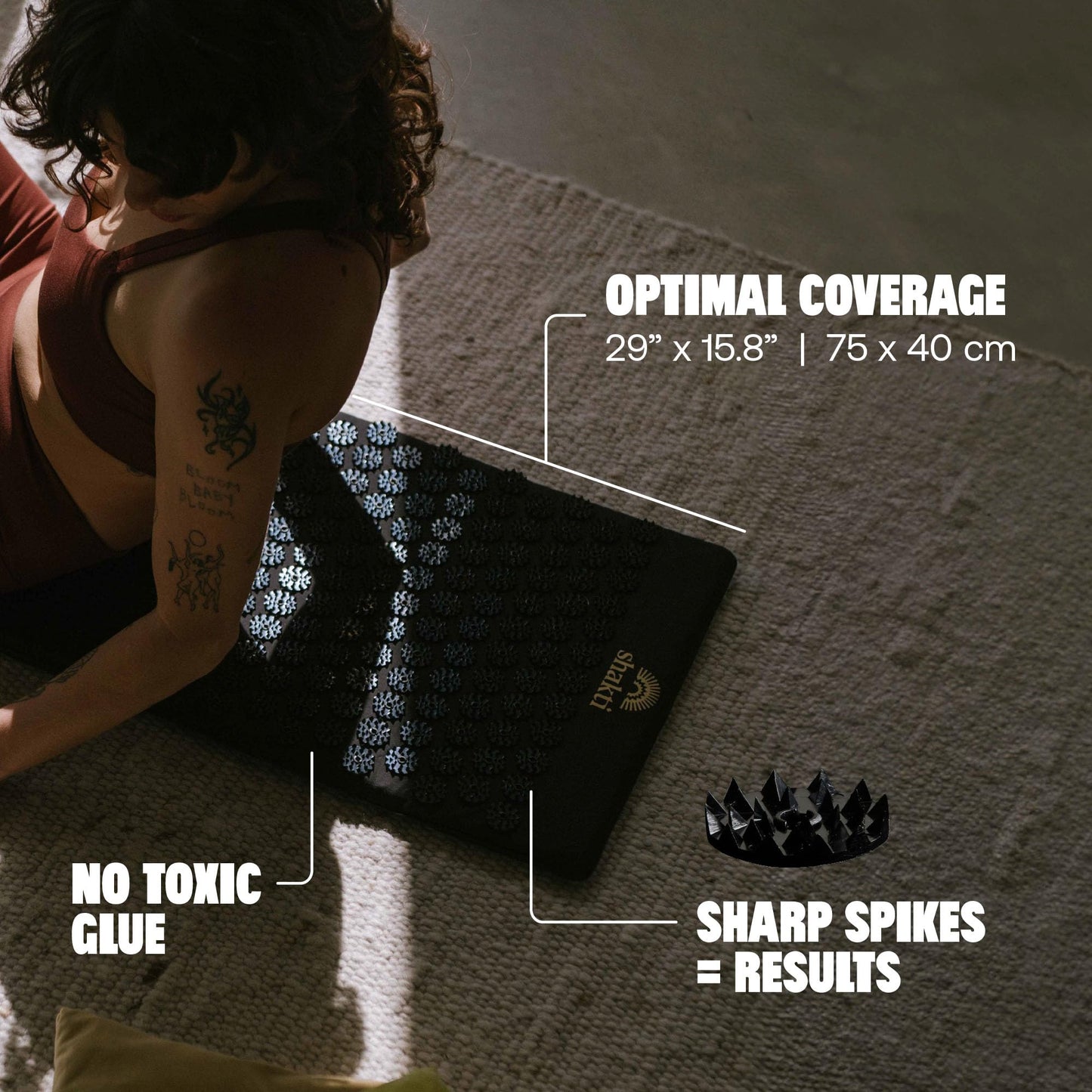 ShaktiMat Premium Acupressure Mat – Level 1 Intensity, Shakti Black