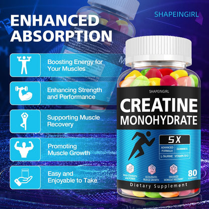 SHAPEINGIRL Creatine Monohydrate Gummies – Clean Creatine for Women & Men | Muscle, Endurance & Recovery