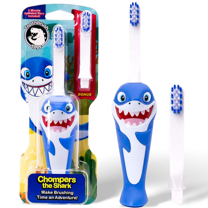 Kids Soft Bristle Shark Toothbrush 2+ | Gentle, Replaceable Head, Ergonomic Handle