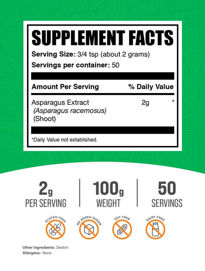 Asparagus Extract Powder & Shatavari – Gluten Free, 2g Serving, 100g