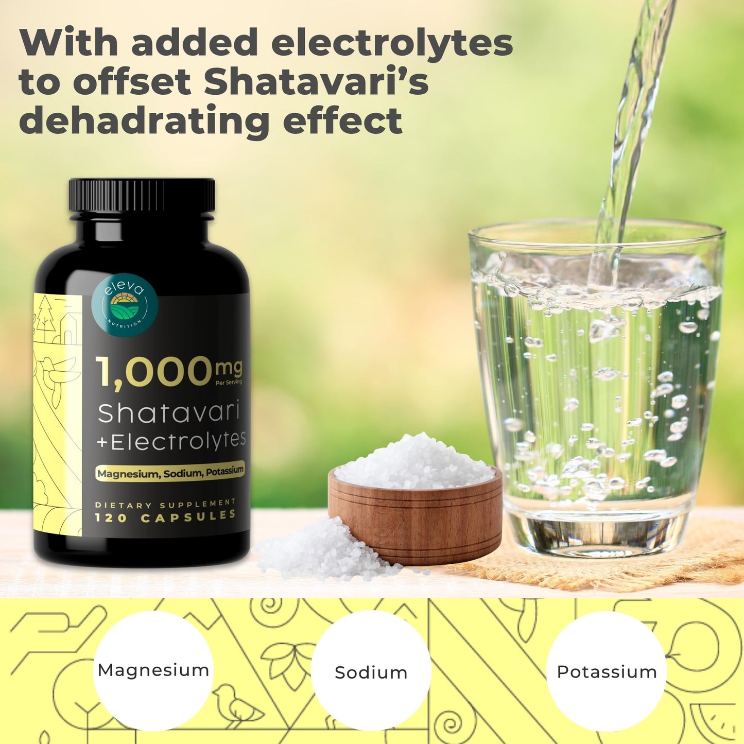 Shatavari Organic Powder Capsules for Women & Men – 120 Ct with Electrolytes for Hydration