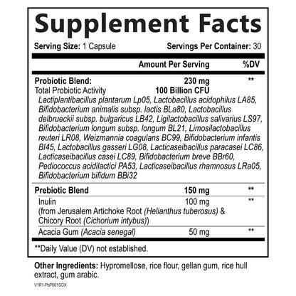 Built by Nature Probiotic 100B CFU – 16 Strains + Prebiotics, 30 Capsules