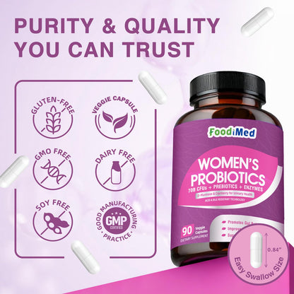 Probiotics for Women Digestive Health – 70 Billion CFU, Cranberry & Urinary Support, 90 Veggie Capsules