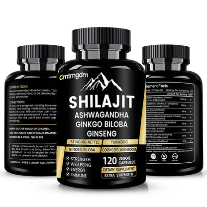 Shilajit Capsules - 1300mg per Serving with Ashwagandha | 120 Capsules