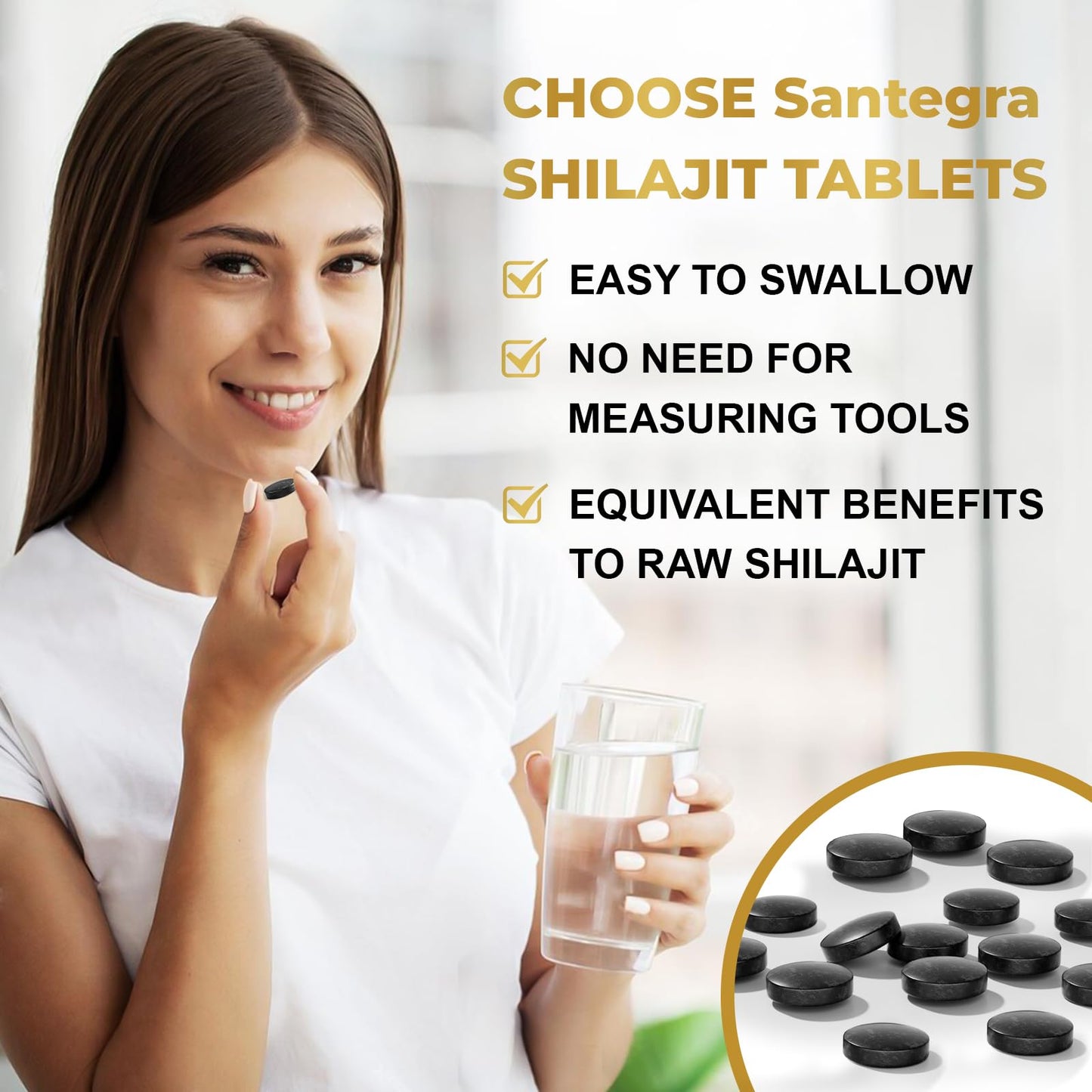 Santegra 30,000 mg Shilajit Tablets – 100% Pure Himalayan Shilajit Resin, Fulvic Acid & 85+ Minerals, 480 Count