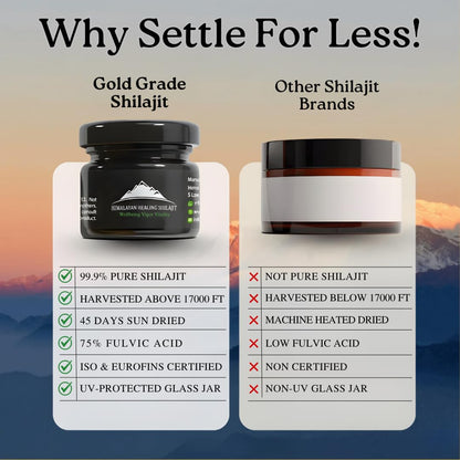 Gold Grade Himalayan Shilajit Resin – 30g | 500mg Max Potency | Lab Tested | 85+ Minerals & Fulvic Acid | For Men & Women