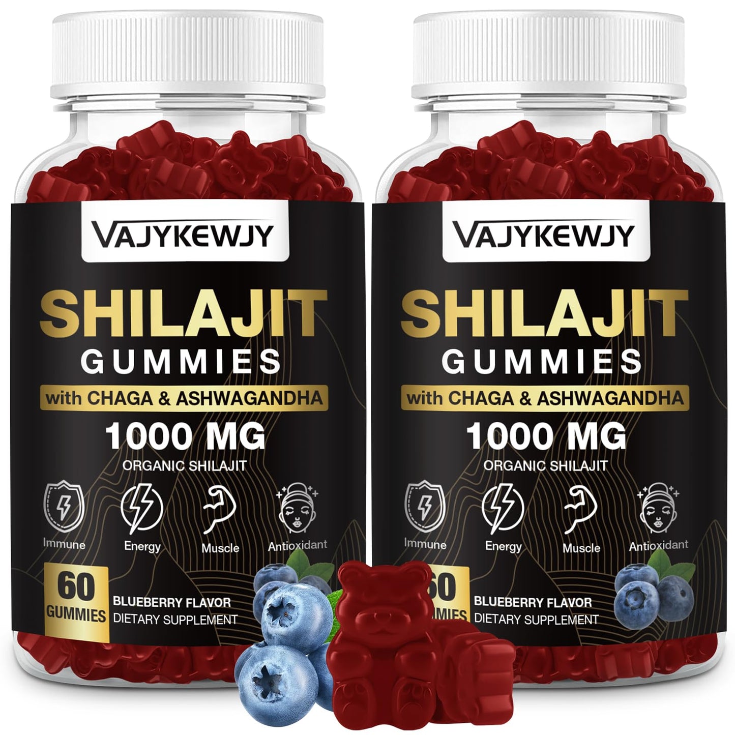 1000 MG Shilajit Gummies – Organic Himalayan Shilajit, 85+ Minerals, 120 Count