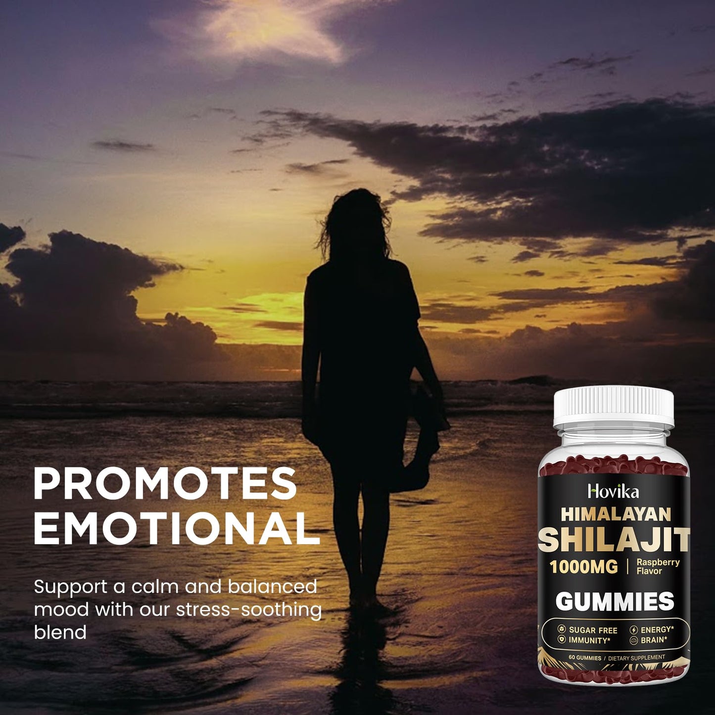 Shilajit Gummies 1000mg – 85+ Trace Minerals | Ashwagandha, Turmeric, Black Pepper | Sugar Free Raspberry 60 Count