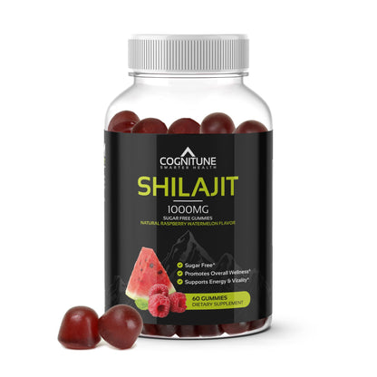 Shilajit Gummies 1000mg – Himalayan Shilajit with Fulvic Acid | Raspberry-Watermelon, Vegan, Sugar-Free
