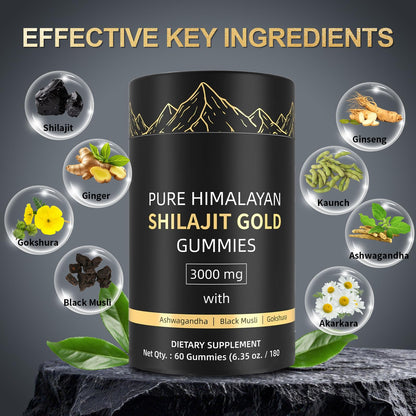Shilajit Gummies – Himalayan Shilajit with Ashwagandha & Gokshura | 60 Gummies