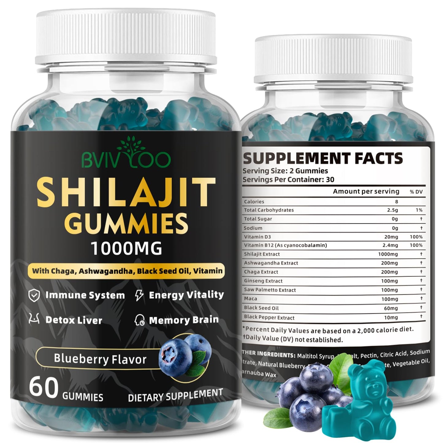 Shilajit Gummies – Sugar-Free, 60 Gummies | 85+ Minerals & Fulvic Acid