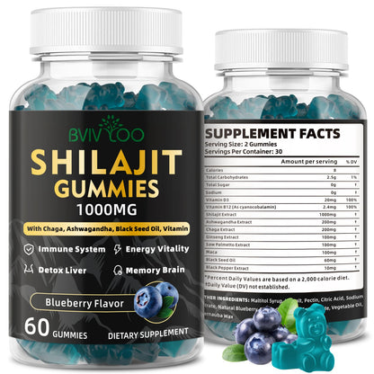 Shilajit Gummies – Sugar-Free, 60 Gummies | 85+ Minerals & Fulvic Acid