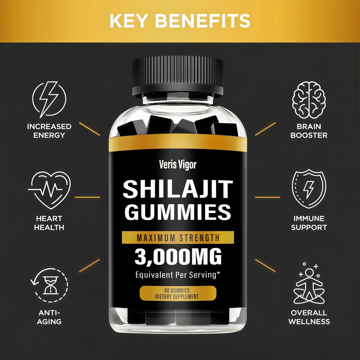 Shilajit Gummies 3000mg – Himalayan Shilajit, Vegan, Energy