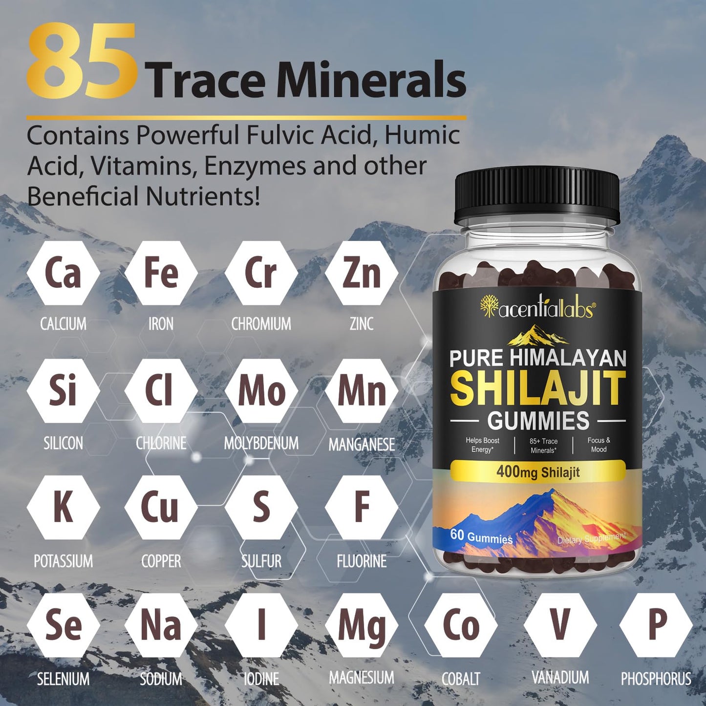 Shilajit Gummies - Pure Himalayan Shilajit, 400 mg, 85+ Minerals