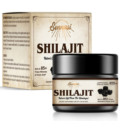 Sennasi Shilajit Pure Himalayan Resin – 600mg, 85+ Minerals, 30g