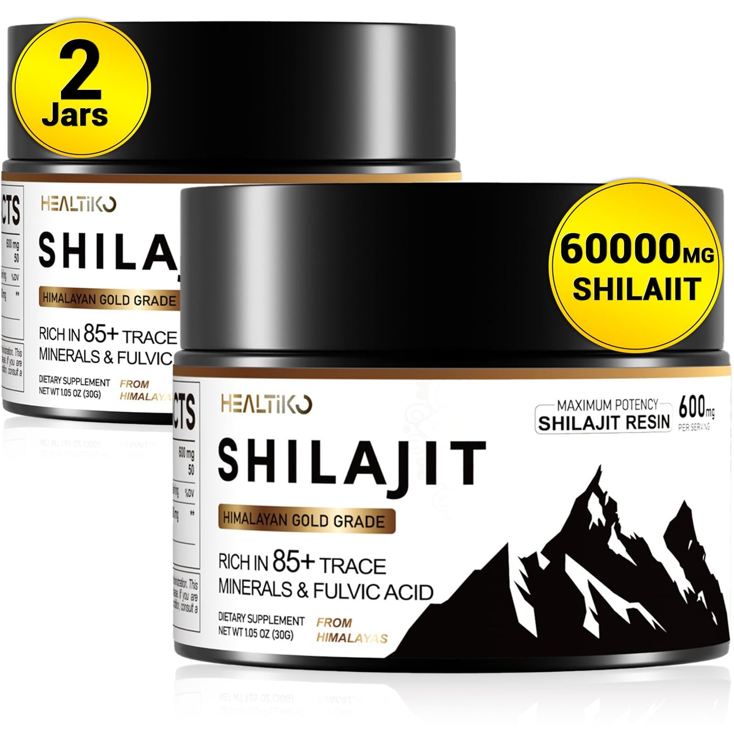Shilajit Resin Organic – 600mg Gold Grade, 100 Servings, 85+ Minerals & Fulvic Acid